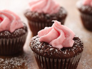 Choklad cupcake med rosa frosting