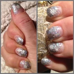 Julnaglar i silver o snöflingor