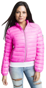 Knallrosa dunjacka från Svea