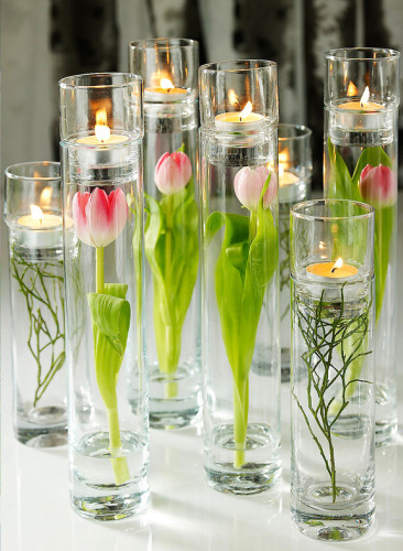 Tulpaner med varmeljus