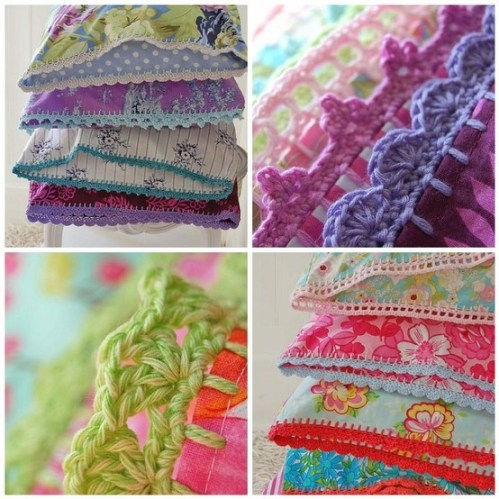 Vackra örngott med virkad uddkant