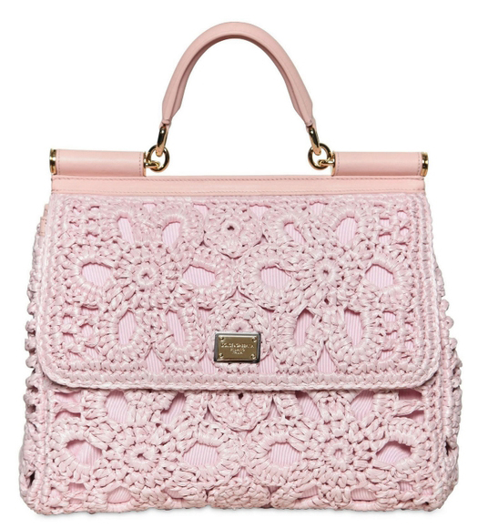 Dolce o Gabbana miss sicily crochet tote light pink