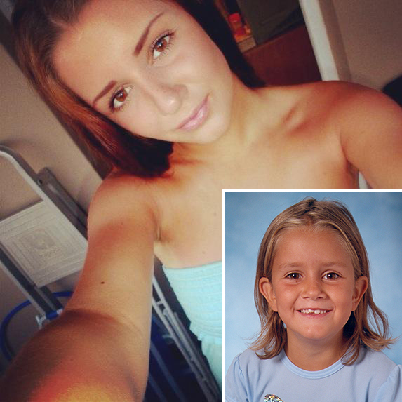 Min yngsta dotter, Sötaste D i åk 1 (2002) och idag.