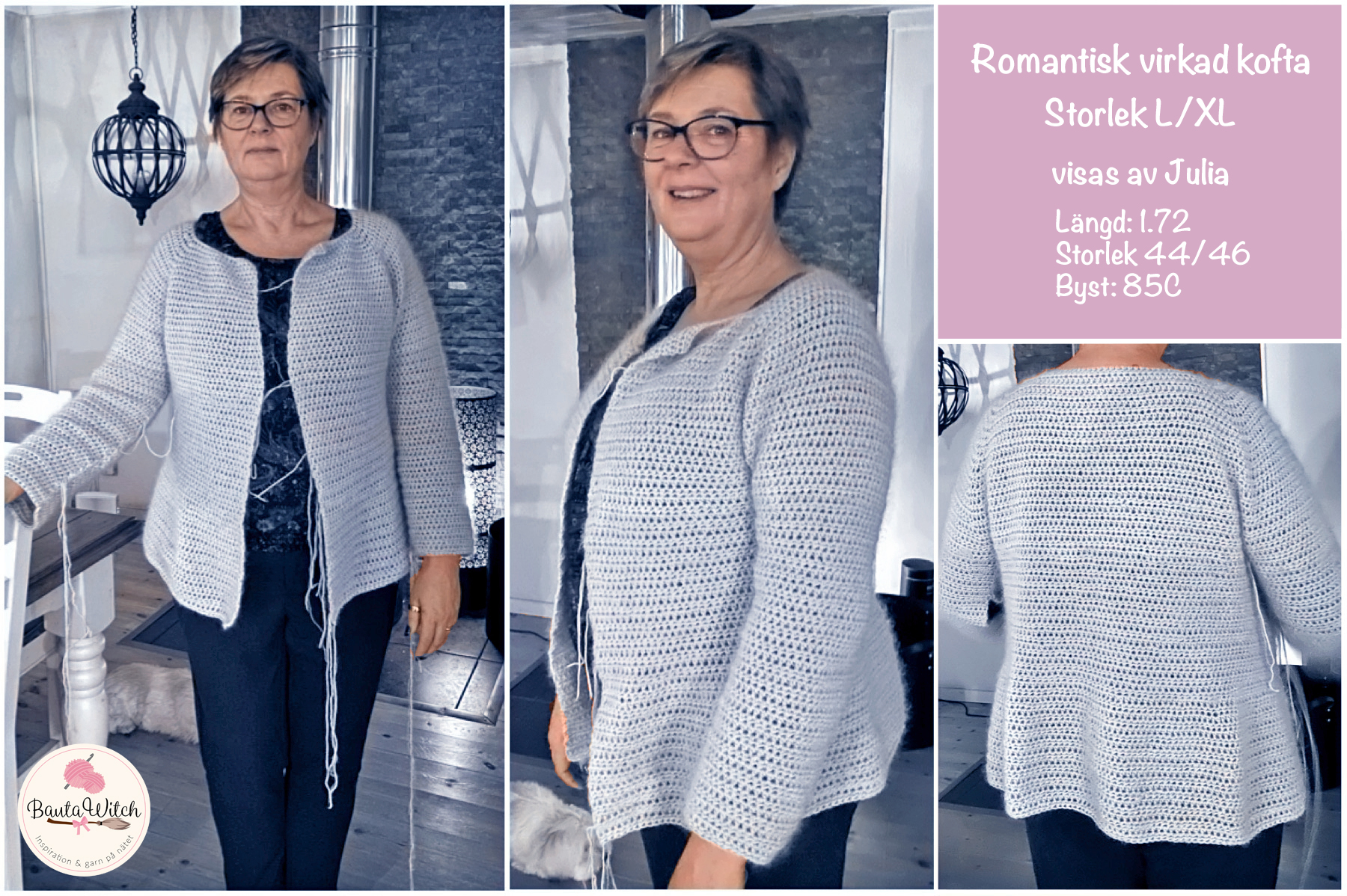Louise- Kofta - Virkad - Blå